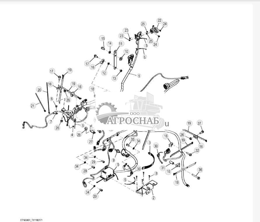 Крепежные детали главного жгута проводов (двигатель 4045TT096) 